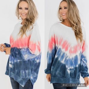 SKY Blue Ombre Tie Dye Pullover Top